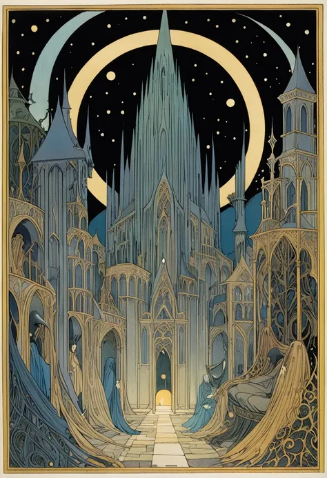 Ringwraiths in a Sleeping Town，Dorothy Lassrop (Dorothy Lathrop) absorb，Aaron Horkey&#39;s painting depicts，神秘风景absorb影,Luminous oil painting style，IncRedible futuristic images appear on the Miracle Stone， There is a lot of suspense, Dark, atmosphere, Dark...