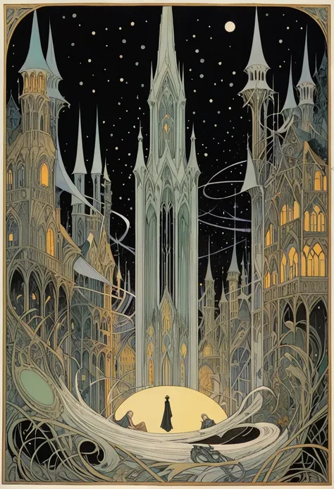 ringwraiths in a sleeping town，dorothy lassrop (dorothy lathrop) absorb，aaron horkey&#39;s painting depicts，神秘风景absorb影,luminous...