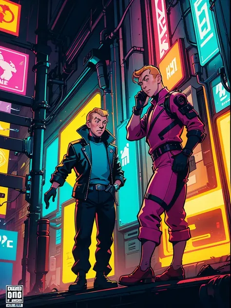 One of the official covers of Hergés comics, but its cyberpunk in neon colors.