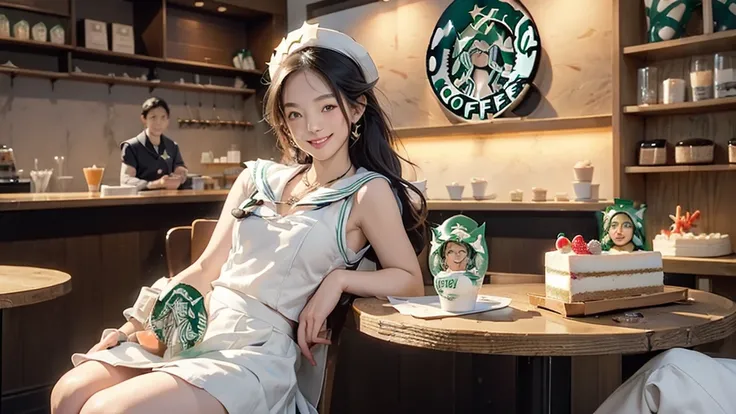 
(((((Emphasize cleavage)))))
(((((((((Sleeveless white sailor suit)))))))))
(((((((((White mini skirt)))))))))
((((((((cuteメイク))))))))
(((((I can see my belly button)))))
(((((((お洒落でcuteInside the Starbucks store)))))))
8K、RAW Photos、Highest quality、Super...