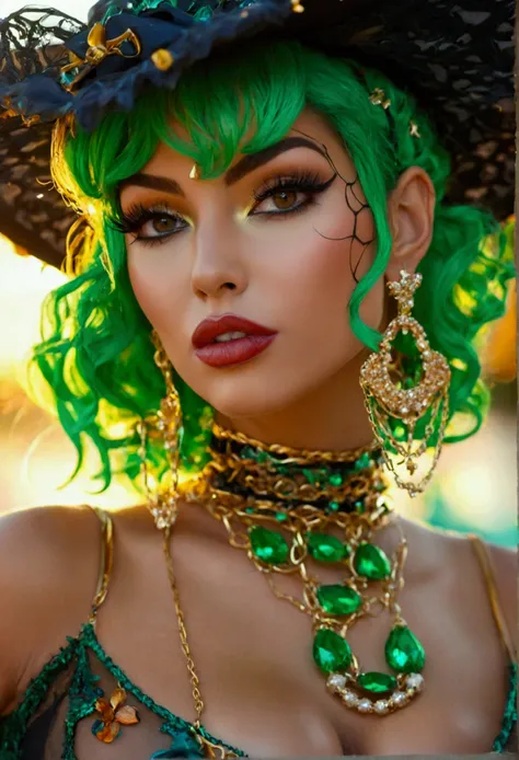 Attractive Frau, prominent lip lines, Stylishe Beach Wave, huge round artificial breasts, golden earing, Brown hair, Huge,  Beautiful top, heavily made up, big lips,  Lip liner frames the lips,  mask, artificial eyelashes, mascara,  eyeliner frames the eye...