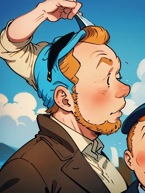 portraits of tintin and captain haddock from hergé's comics, but this is a police au.