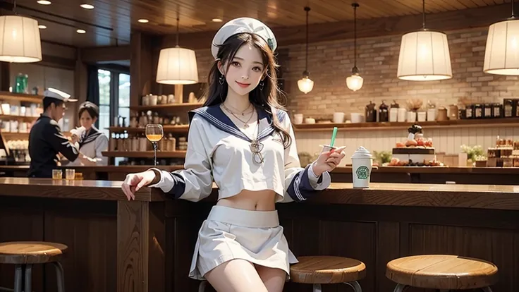 
(((((Emphasize cleavage)))))
(((((((((White Sailor Suit)))))))))
(((((((((White mini skirt)))))))))
(((((I can see my belly button)))))
(((((((お洒落でcuteInside the Starbucks store)))))))
8K、RAW Photos、Highest quality、Super detailed、Super Resolution、Ultra HD...