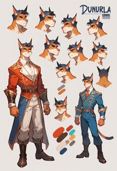 cover page, highres, top quality, best quality, paid reward available, unparalleled masterpiece, perfect artwork, absurdres, High-quality illustrations(style of final fantasy)(concept art, character sheet)perfect anatomy(handsome boy, kemono)(furry anthro)...