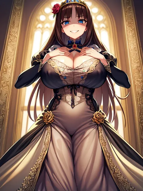 ((Anime art style)),(masterpiece),(Highest quality), (Very detailed),((Very delicate and beautiful)),((alone)),((whole body)),((1 princess in a gorgeous Victorian dress)),Lots of frills,Detailed face and eyes,Jewel-like eyes,((There is a volume and、Very lo...