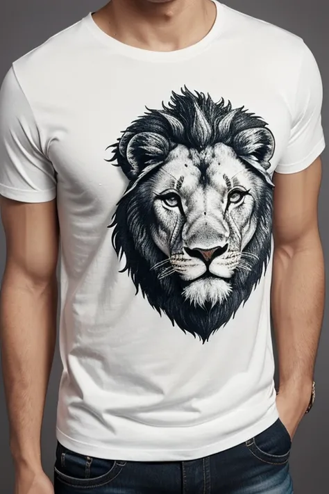 geometric lion t-shirt with a 3D illusion, giving the logo a sense of depth and realism. with light color background for t-shirt design