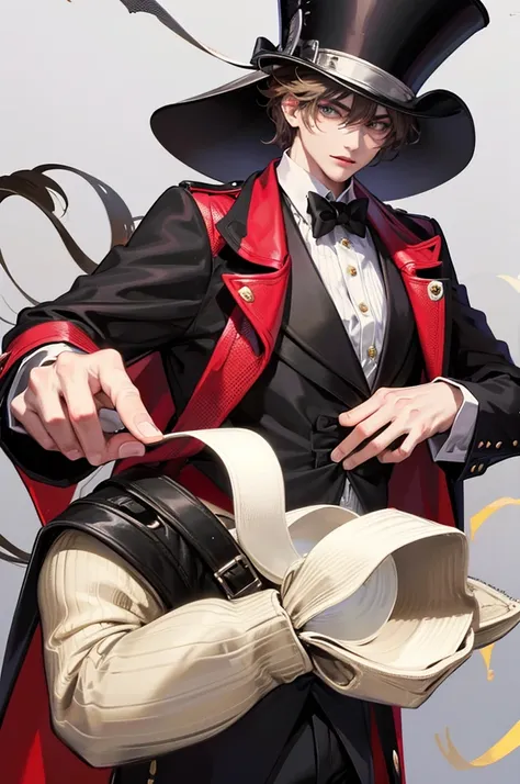 a 19 year old young man, magician, top hats