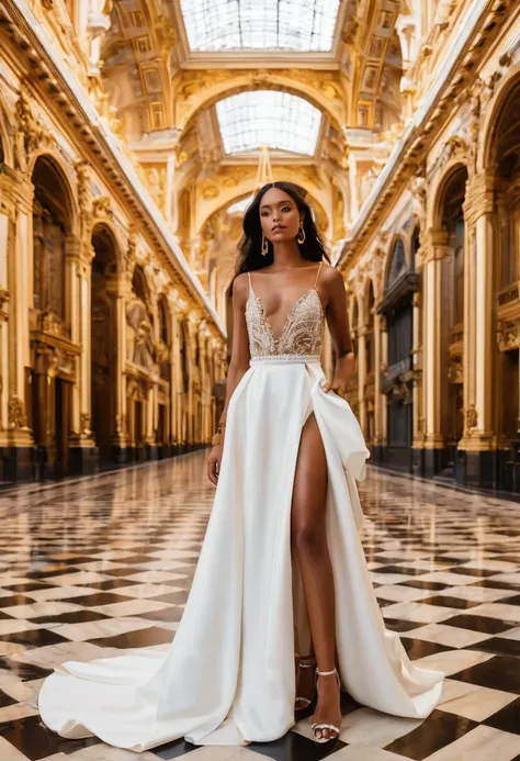 Louvre interior, fashion photoshoot, photographed by Bruce Webber, ultra high definition, realistic, perfect hands, perfect figures, perfect face