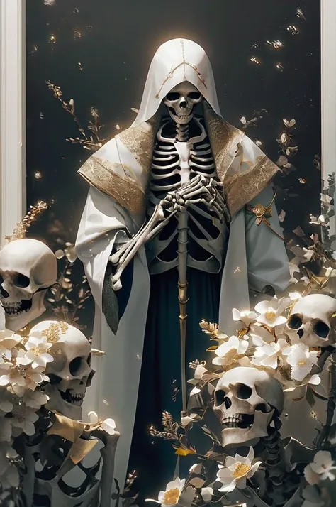 ((Лучшее качество)), ((шедевр)), (подробный), a skeleton with a dagger