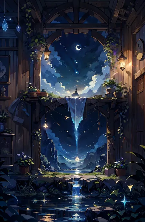 {{{Crescent Moon,Tabletop}}}, {{Highest quality, Ultra-fine illustrations, Beautiful and delicate water}}, {{Very delicate light}}, {{nature, Painting}}, {{Excellent lighting, A more transparent star, Quality Mountains々々々々々々々, Very beautiful 8K PCG wallpap...