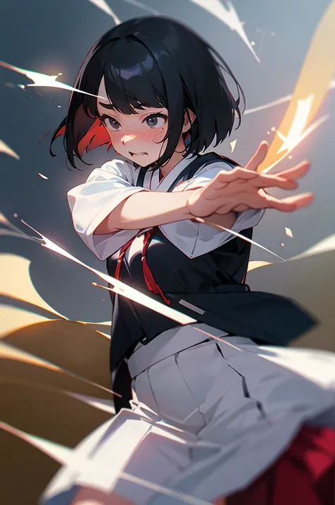 Best image quality, Japanese Classroom, White underwear, uniform, Flip up your skirt with both hands, Embarrassed face, solo, woman, Black Hair, Bob Hair