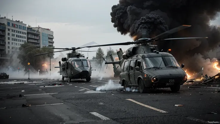 RUSSIAN HEADQUARTERS ATTACKED BY BLACK HELICOPTERS