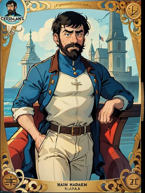 portrait of captain haddock from hergé's comics, but this is the 18th century.