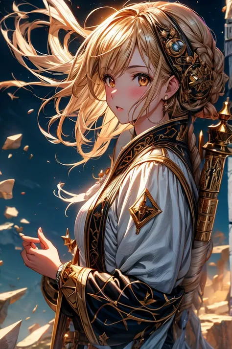 Highly detailed poster image of a cute female anime character, ((Middle wind, RPG Character Classes)), 8K Ultra HD, Raw photo, Digital Painting, Super detailed, Golden Ratio