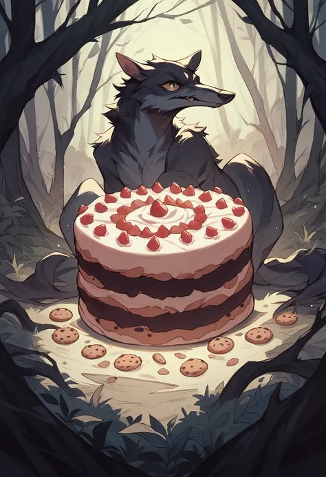 Wallpaper Cake and cookies black forest, black dark background