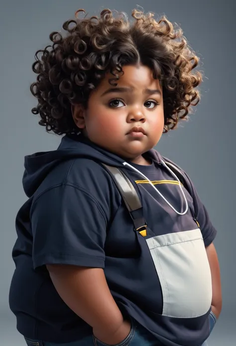 make a 10 year old boy black, chubby guy with curly hair who has electrical powers