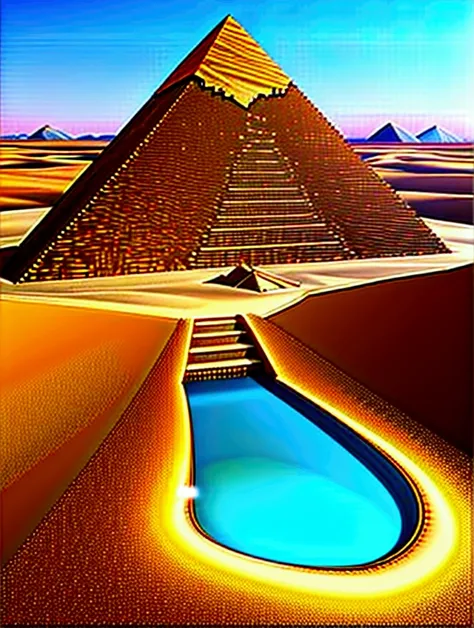 Show images of the Pyramids of Giza and the Nile River.