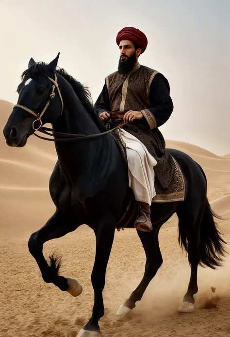 Attar bin Shaddad in the present era riding a black horse