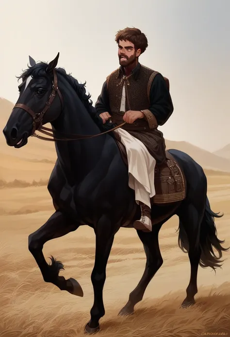 Attar bin Shaddad in the present era riding a black horse