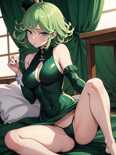 Tatsumaki from one punch Man discreetly putting a vibrator on for the first time very sexy vargilal liquid