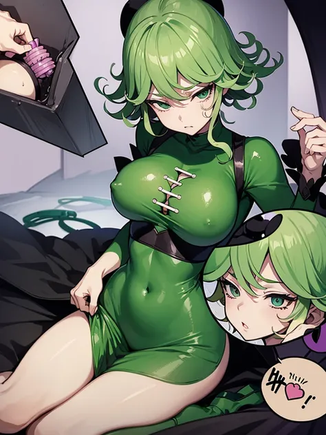 Tatsumaki from one punch Man discreetly putting a vibrator on for the first time, very sexy, lots of vargilal liquid