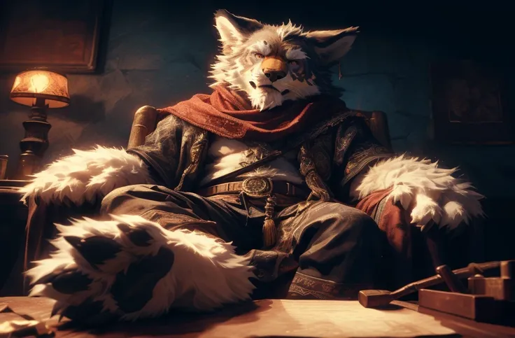 (((Barefoot furry character, full body, cinematic setting, furry male))) Masquerading as a man with a reason. My charade is the event of the season and if I claim to be a wise man, well it surely means that I dont know. high resolution, 8k, photorealistic,...