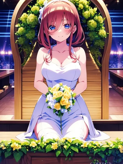 ((Tabletop)), ((Highest quality)), (Super detailed), Anime Style, cute, One Girl, alone, bride, June Bride 00, ((Beautiful Eyes))0, smile