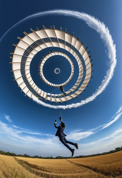 Creative photography，天空中有无数个cell phone，cell phone，cell phone，Flying in the air，Spiral，decline，，Surreal scene，visual impact，Ultra wide angle，Nikon D850，masterpiece，Extremely exquisite and beautiful，high resolution，Original，Perfect lighting，Alastair Magnaldo...