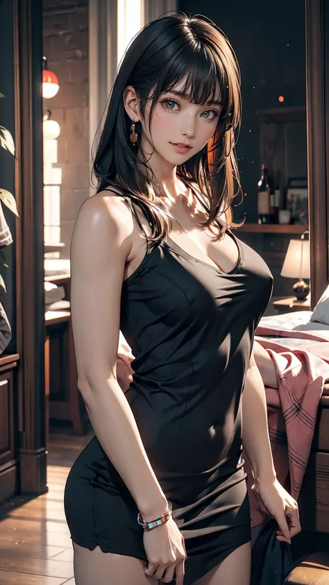 (Sharp focus:1.2), One girl, wear (little black t-dress:1.2) in (Gala:1.2), (Moody lighting:1.2), Depth of written boundary, Bokeh, 4K, High resolution. by (Alphonse Mucha:1.1).Sexy、Sexy proportions、Long eyelashes、Twin tails、Black to blue gradient color、Ac...