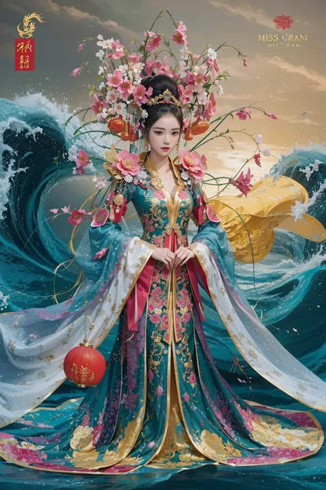 miss grand vietnam 2013 - national costume, queen of the sea mu yanling, inspired by Huang Ji, ao dai, inspired by Jin Nong, inspired by Tang Di, traditional tai costume, chinese costume, inspired by Lan Ying, inspired by Xie Sun, clothes made out of flowe...