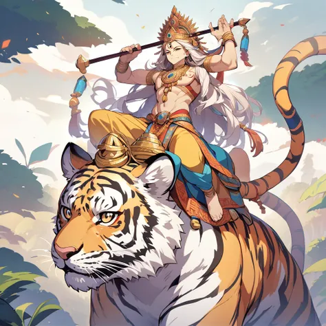 Hindu deity Dourga, riding his tiger