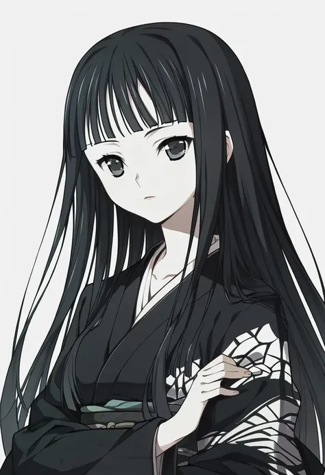 score_9, score_8_up, score_7_up, 
1girl, byakuya rinne, black hair, long hair, blunt bangs, hime cut, black eyes,

expressionles...