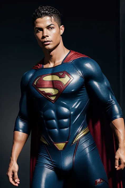 Ronaldo wear superman suit
With dark background 