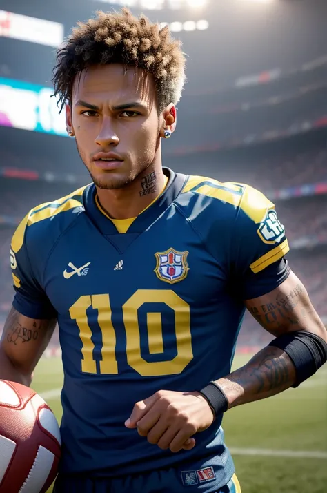 Create a 3D pixar image of football player Neymar 