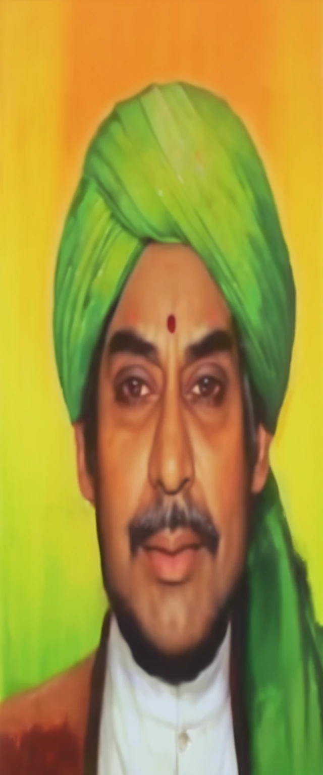 a painting of a man with a green turban on his head, realistic