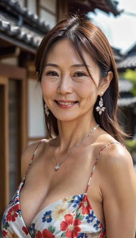 Highest quality, High resolution, employment, Skin definition, Detailed skin, Fine grain, Detailed face, 4K, 日本人Mature Woman, ((solo)), (((50 years old))), (Wrinkles around the eyes:1.5), (Nasolabial folds:1.5), Mature Woman, Glamour, Sexy, Chromo White Sk...