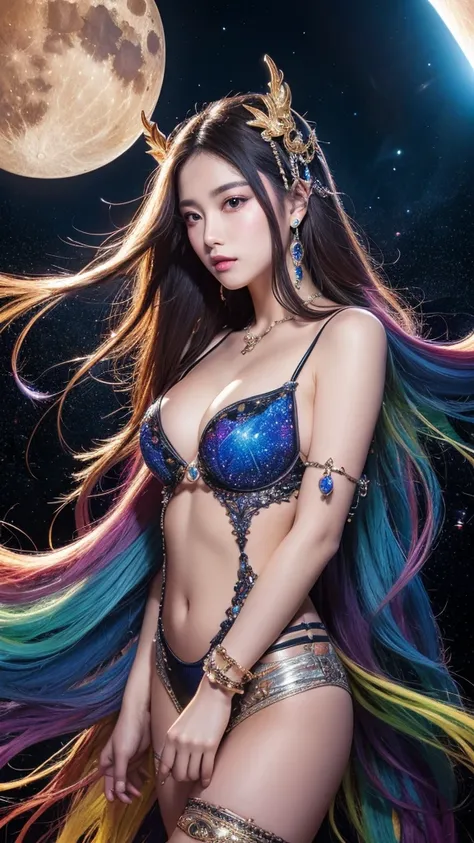 Moon Goddess, Super detailed, Super beautiful,Very vivid space colors, super strengthened, Ultra Full UHD, Super Resolution 