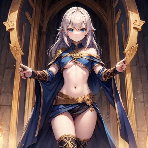 Beautiful character, ​masterpiece, Attention to the details, FantasyStyle, fully body, model to be used in tcg game, hold medieval weapon