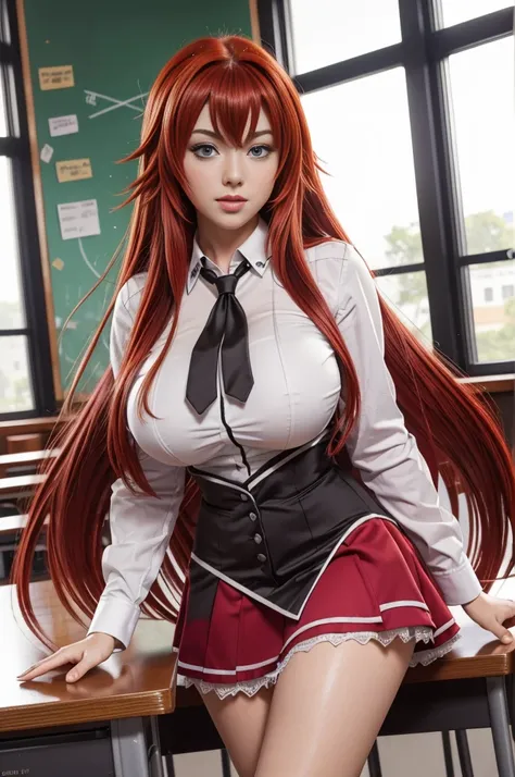 (best quality, masterpiece, highest detailed), (photorealistic:1.2), raw photo, (rias gremory),sexy, big breasts, in classroom,m...