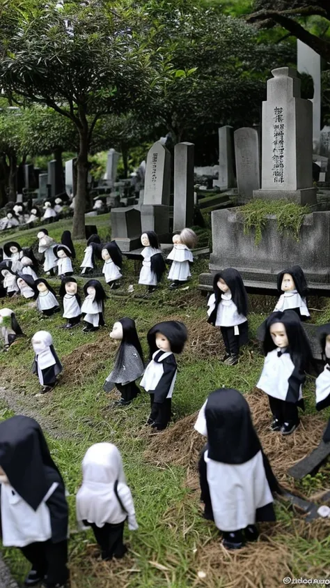 Small dolls, Japanese cemetery, full of dolls, lots of dolls, walking dolls, scary