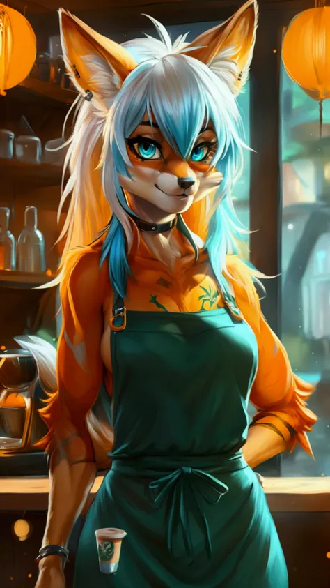 (anthro)) vixen/fox, Ross Tran, by ruan jia, by zaush, by foxovh, by cutesexyrobutts, by cervina_7, by sligarthetiger, Best Quality, masterpiece,, Illustration, Wallpaper,1girl in, Solo, orange fur, white hair, mohawk on one side, ,mohawk haircut, the end ...