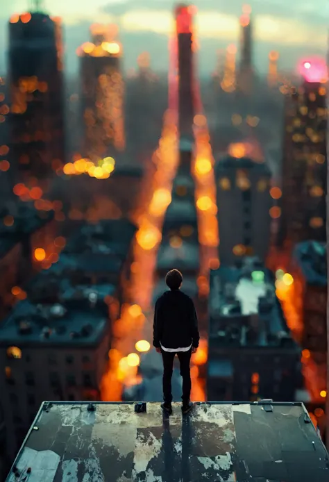 A person standing on a tall building