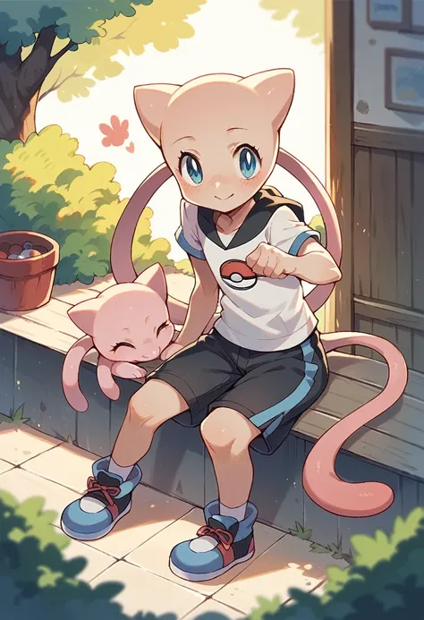 score_9, score_8_up, score_7_up, Pokemon, pokemon trainer, Mew, cute, kawai.
