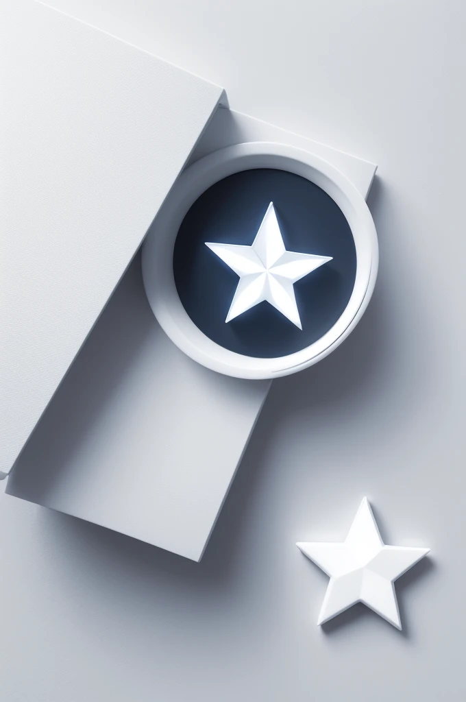 A Logo, with a white star, on a white background