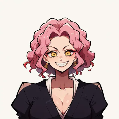 demon slayer corp style anime, smile, big sexy smile