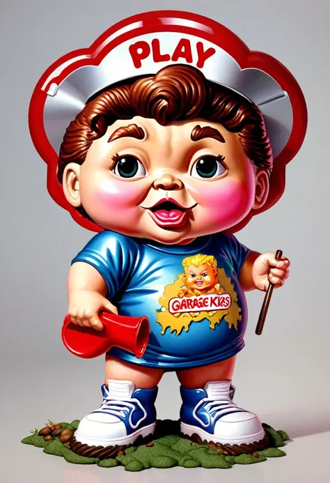 ((play symbol, garbage pail kids style)), 3d cartoon, high quality, detailed,