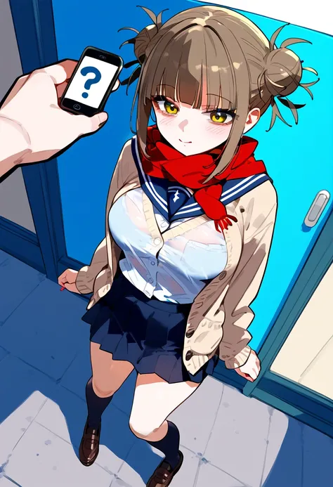 anime art, punctuation_9, punctuation_8_High above, punctuation_7_High above, punctuation_6_High above, punctuation_5_High above, punctuation_4_High above, toga himiko, breasts big, She is 24 years old, styled_3, ,,, yellow  eyes , , , , _, , His usual out...