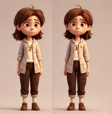 Character: Name: Riley Age: 12 years old Description: Riley now appears discouraged, apathetic and even cynical. Her once vibrant brown hair is now dull, her large, expressive eyes now carry a tired, distant look, sadness and disappointment. Her simple, co...