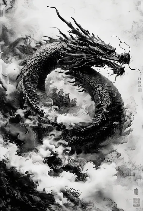 Highest quality, Realistic, On the poster of a Chinese TV drama, there is a red Chinese dragon, Solo,very tame, calm mood, vibrant Chinese dragon style, oshare kei, uhd image, maggismo, photobashing, red, safflower elements, smoke covered in dreamlike and ...