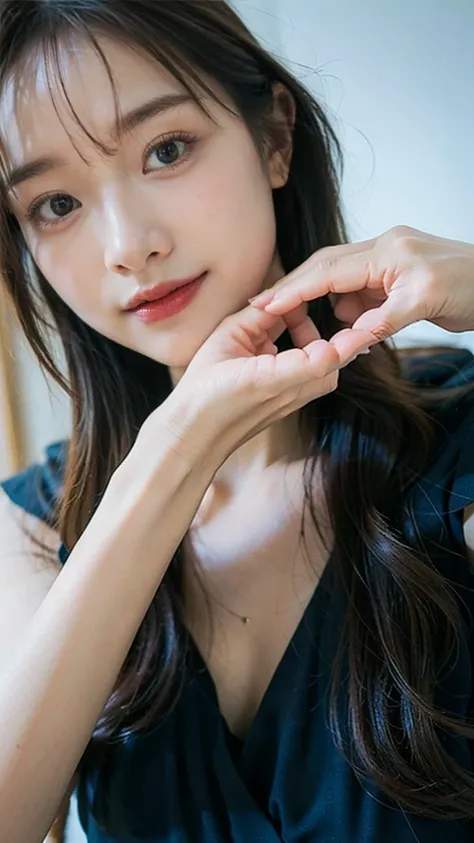 (8K、Raw photo、Highest quality、masterpiece:1.2)、(Realistic、Realistic:1.37)、Ultra-high resolution、One Girl、cute、alone, Browsing Caution，Highest quality，masterpiece，8K，Droopy eyes，Big Breasts，Beautiful breasts, Model Shooting Locations, Wearing a black dress,...